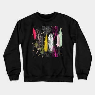 Feathers Pink, Yellow, Grey and Gold Specks Crewneck Sweatshirt